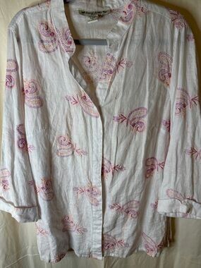 David Brooks White Paisley Tunic Top